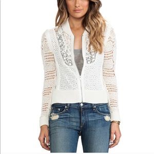 Free People White Lace Knit Jacket